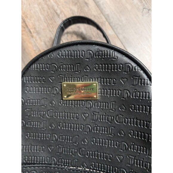 Juicy Couture Back Pack Bag Black All Over Logo Y2K Mini - Picture 2 of 4
